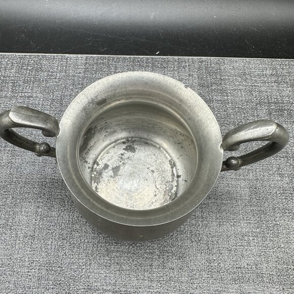 Vintage Empire Pewter Creamer & Sugar Bowl Marked Old Mark USA Primitive - Picture 15 of 16